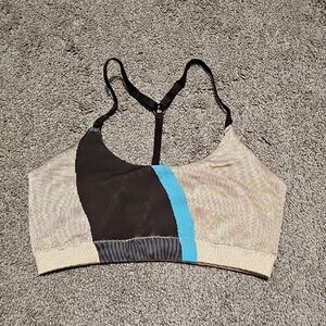 Fabletics Seamless T-Back Low Impact Sports Bra Wavy Stripe Size Small